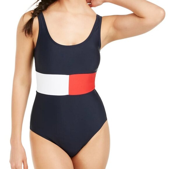 NWT Tommy Hilfiger Colorblocked One-Piece Swimsuit - XL - Picture 9 of 11